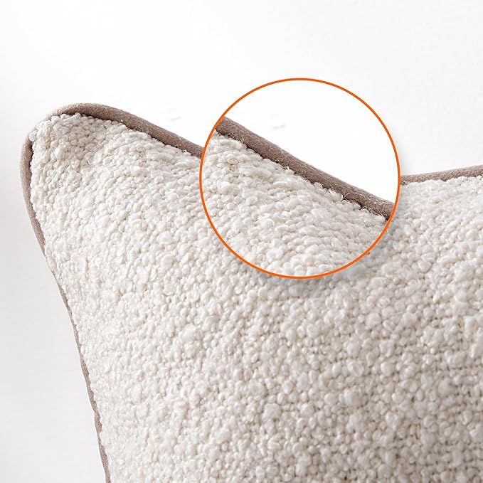 Amazon Basics Boucle Lumbar Throw Pillow Covers for Couch, Living Room, Home Decor with Hidden Zipper, White, 12×20in, Pack of 2