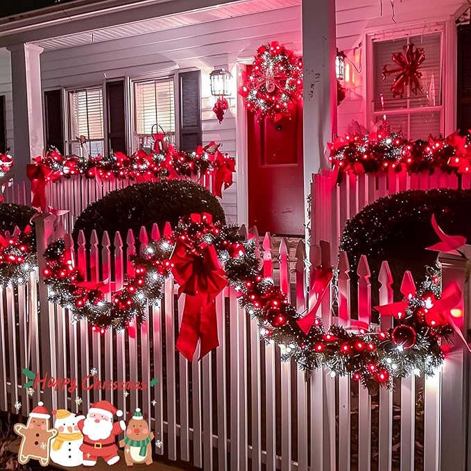 JMEXSUSS 132ft Red and White Christmas Lights Outdoor with Remote, 400 LED String Lights Indoor Plug in with Remote, 8 Modes Christmas Tree Light for Bedroom Tree Party Holiday Xmas Decorations