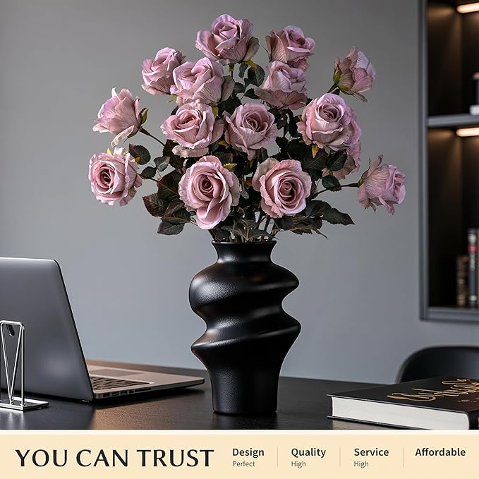 Artificial Flowers Artificial Roses Fake Roses 23.2In Long Stem Artificial Flowers for Tall Vase Silk Rose Suitable for Indoor Decor Wedding Party Decoration DIY Bouquet Autumn 20PCS (Pink)