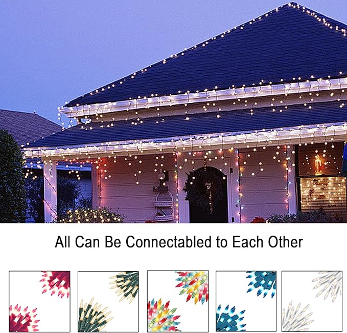 Vigdur 2 Pack 21ft 100 Clear Outdoor String Lights on Brown Wire Cord, UL Approved for Indoor/Outdoors Use, Connectable 120V Clear Outdoor Lights for Xmas Patio Home Party Garden Decor (2Packs)