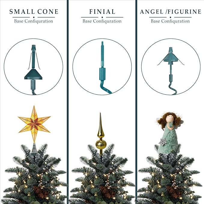 Upgraded Christmas Tree Topper Holder, Universal Twist-on Tree Topper Stabilizer with Adjustable Attachment for Stabilizing Treetop Ornaments, Fits Most Treetops Types
