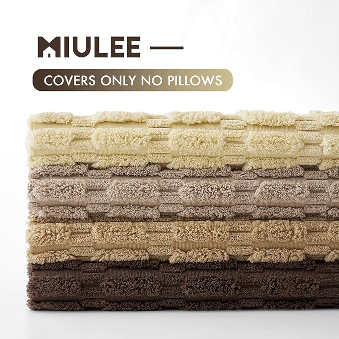 MIULEE Pack of 4 Boho Farmhouse Chocolate Corduroy Decorative Throw Pillow Covers 18x18 Inch Modern Retro Soft Striped Pillow Covers Home Decor for Sofa Living Room Couch Bed