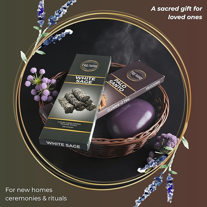 White Sage & Palo Santo - Combo Pack of Incense Sticks - 100 Insence-Sticks of Each Scent - Total 200 Inscents - Incienso for Smudge Rituals and Spiritual Cleansing of Negative Energies