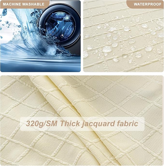 Genina Waterproof Seat Covers for Dining Room Chairs Covers Dining Chair Slipcovers Protector, No Rear Covers (Beige, 6 Pcs)