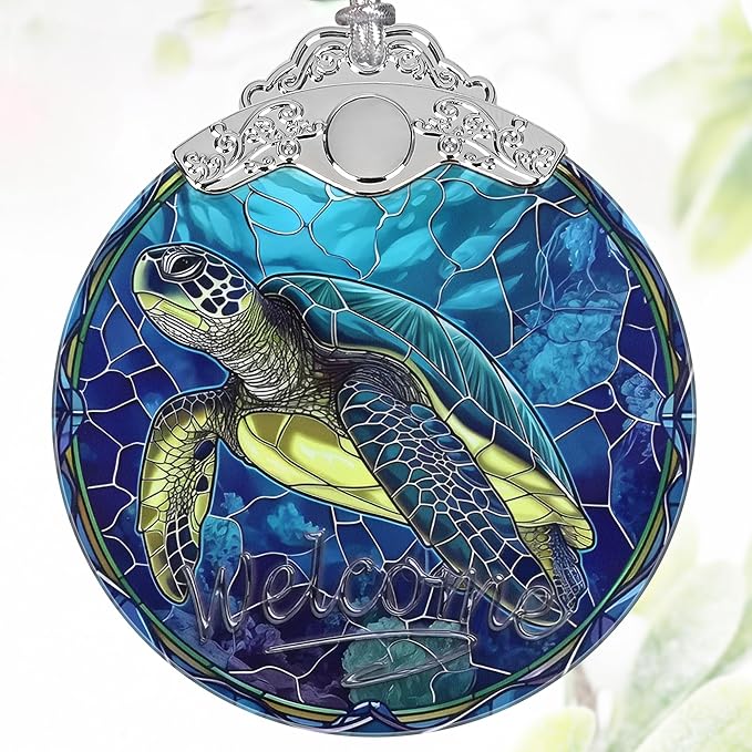 3" Stained Glass Sea Turtle Ornament, Christmas Ornament, Christmas Ornaments for Tree, Heirloom Keepsake, Gift Exchange, Gift Idea, Bauble Present