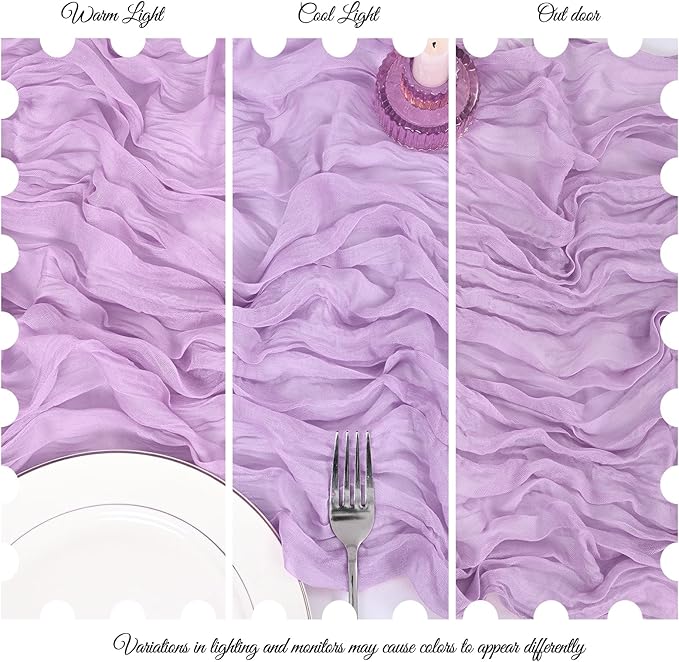 15 Pack Lavender Cheesecloth Table Runner 17 x 108 Inch Fall Thanksgiving Boho Rustic Farmhouse Gauze Cheese Cloth Runner for Wedding Party Baby Shower Home Decor Holiday Decorations