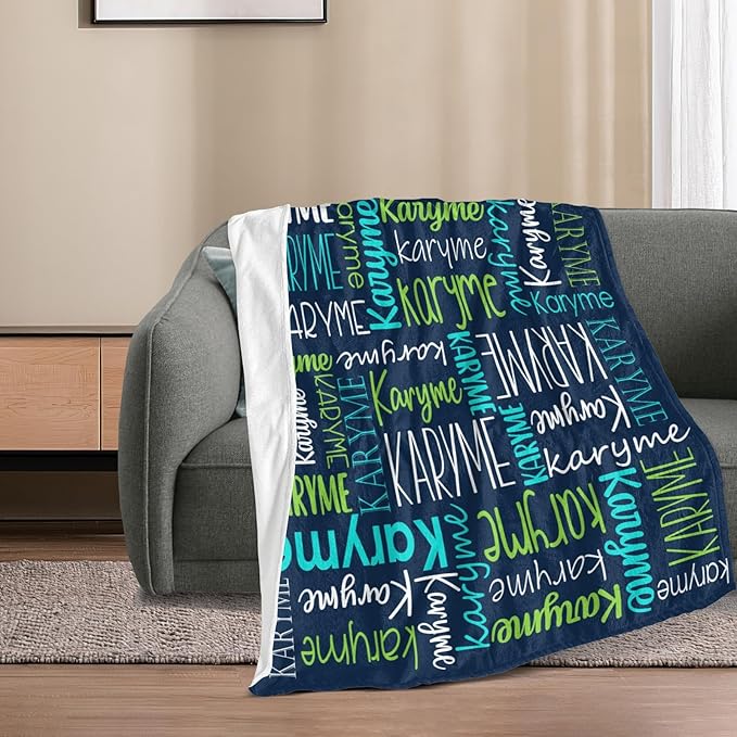 Personalized Name Blanket for Kids and Adult Customized Blanket for Boys Girls Baby Personalized Blanket and Throws Super Soft