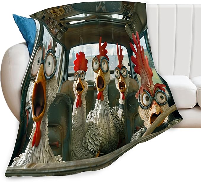 Funny Rooster Throw Blanket Chicken Decor Blanket Super Cozy Plush Lightweight Soft Plush Flannel Fleece Blanket Gifts for Rooster Lover Girls Boys Kids Women Men Teenager for Sofa Bed Couch 50"X40"