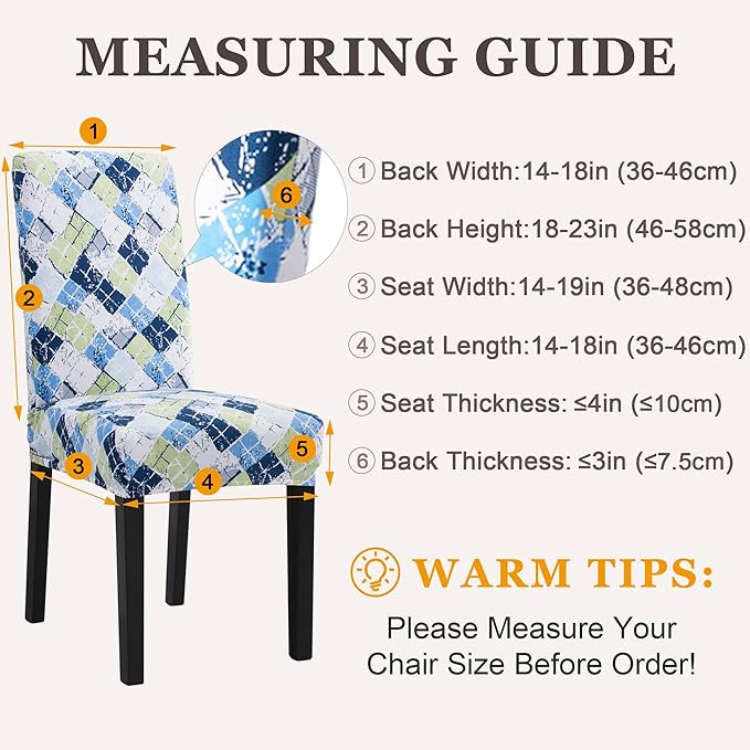 Sufdari Dining Chair Covers,Kitchen Chair Cover,Parsons Chair Slipcover,Spandex Chair Protectors for Dining Room Stretch Chairs Cover Set of 8 -Green Blue Plaid