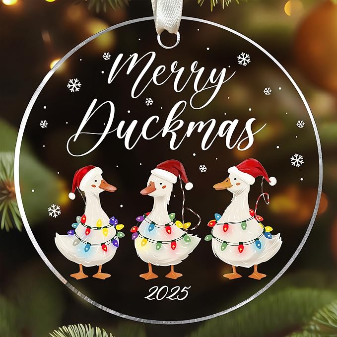 Duck Ornament - Duck Christmas Ornaments, Animal Ornaments for Christmas Tree - Cute Funny Animal Acrylic Ornament 2025