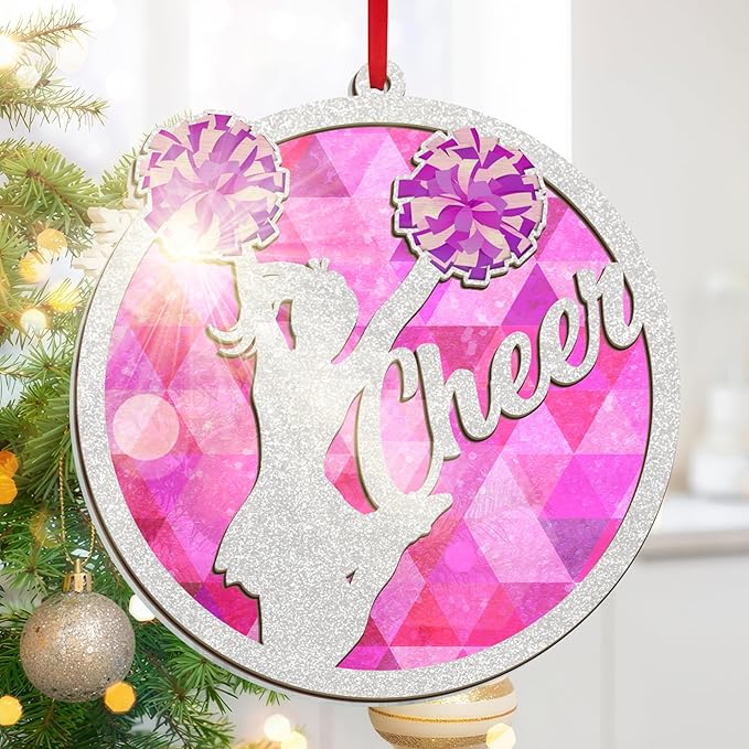 FLAGWIX Cheerleader Christmas Ornament - Suncatcher Christmas Ornaments 2025 - Cheerleader Gifts for Girls, Cheerleading Ornament, Cheerleading Gifts for Teen Girls Daughter Granddaughter Friend