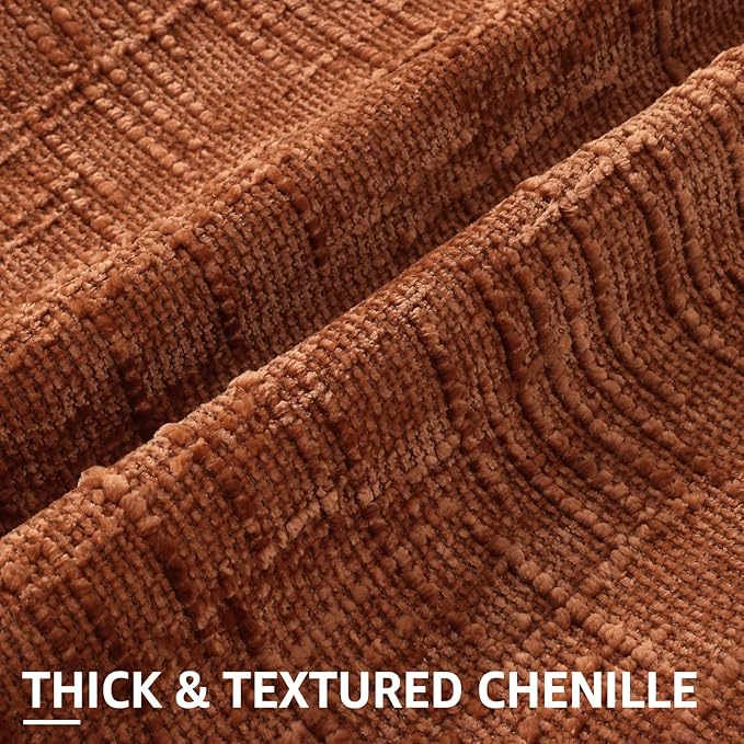 decorUhome Fall Rust Chenille Throw Pillow Covers 20x20 Set of 2 Thick Textured Slubby Couch Pillow Covers Farmhouse Accent Modern Neutral Decorative Pillow Cases for Bed Sofa Living Room