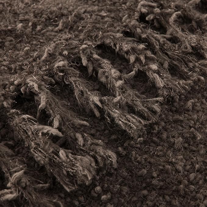 Knit Throw Blanket Fluffy Fuzzy Soft Lightweight Cozy Farmhouse Tassels Chunky Knitted Throws for Couch Sofa Bed (Brown, 60"x80")