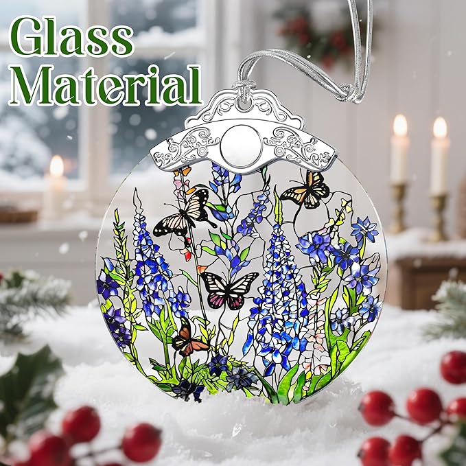 Lavender Monarch Butterfly Stained Glass Ornament – Christmas Ornament, Christmas Tree Ornament, & Perfect Holiday Decor | Butterfly Lover Gift, Gifts for Women and Friend