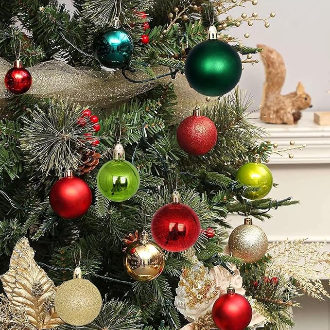 24ct Mini Christmas Balls Ornaments for Xmas Christmas Tree - Small Shatterproof Decor Hanging Ball for Holiday Wedding Party Decoration 1.18 Inch/30mm, Silver