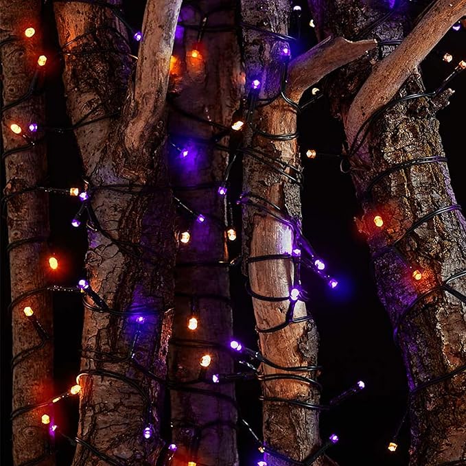 TW SHINE Halloween Lights, 200 LED 66FT Outdoor Halloween Lights Plug in with 8 Modes, Waterproof Light Outdoor, Indoor Decorations for Party Yard Haunted House Decor, Orange and Purple