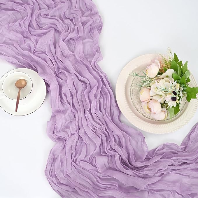 15 Pack Lavender Cheesecloth Table Runner 17 x 108 Inch Fall Thanksgiving Boho Rustic Farmhouse Gauze Cheese Cloth Runner for Wedding Party Baby Shower Home Decor Holiday Decorations