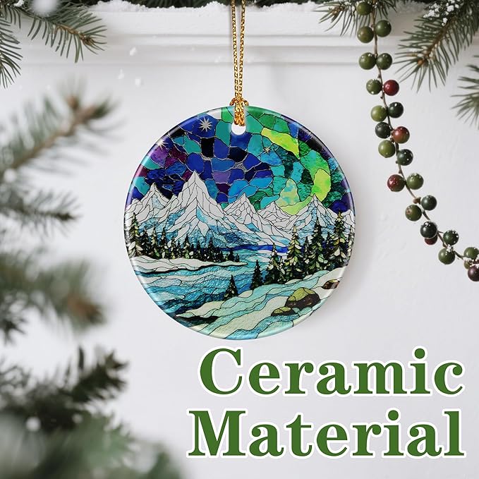 Mountain Landscape Ornament, Christmas Ornament – Christmas Tree Decor, Holiday Decoration, Stocking Stuffer, Festive Gift Idea, Gifts for Nature Lover, Mountain Lover, Friends, and Family