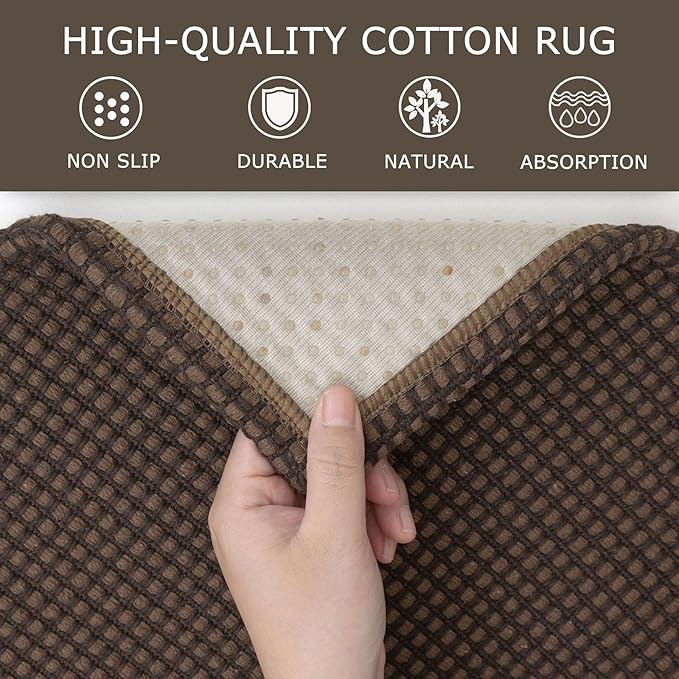 KOZYFLY Runners for Hallways 2.6x10 ft Washable Kitchen Runner Non Slip Rubber Backed Hallway Rugs Cotton Entryway Runner Rug Floor Carpet for Indoor Hall, Backdoor, Kitchen, Reddish Brown/Coffee