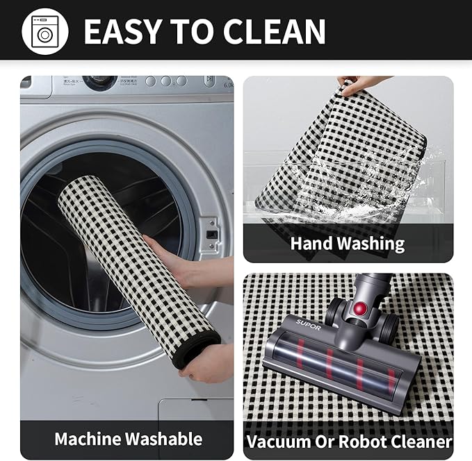 Large Kitchen Runner Rugs Long Kitchen Mat Non Slip Washable, Super Absorbent Soft Chenille Braided Kitchen Mats for Floor, Rubber Backing Kitchen Sink Standing Mat, Easy Clean, Black 36"x71"