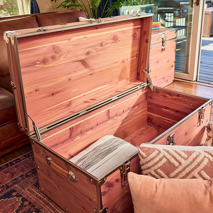 Rhino Trunk & Case Knotty Cedar Chest – XXL Storage Box, Coffee Table, End of Bed Trunk or Entryway Storage Bench – 36"x18"x18" USA-Made, Furniture Grade, Heirloom Aesthetic – Strong and Secure