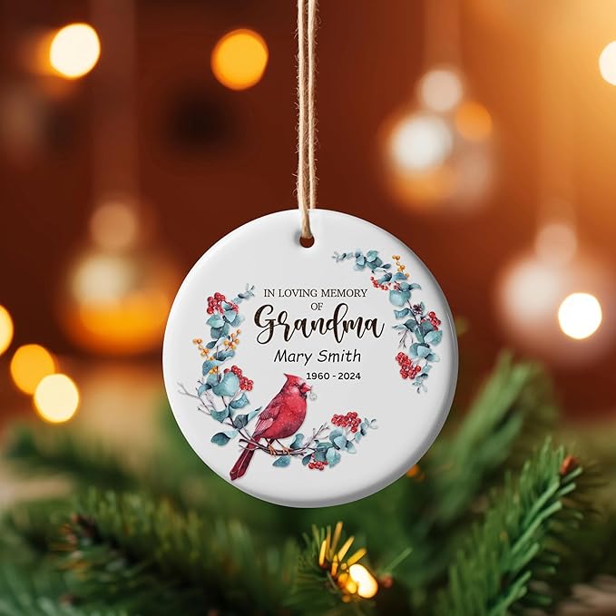 in Memory of Grandma Memorial Christmas Ornament with Date