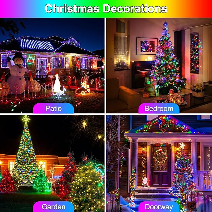 100FT 300LED Christmas Lights Plug in,Outdoor Indoor Waterproof Fairy Lights with Timer and 8 Modes,Christmas Tree Lights for Garden Party Wedding Decoration(Multi-Color)