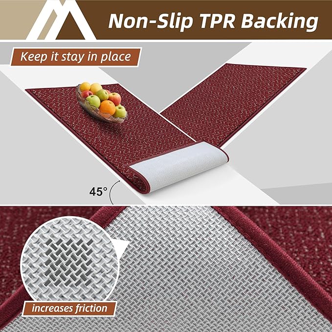 COSY HOMEER-Door-Mat 32"x48" Non Slip Absorbent Entryway Rugs Dirt Trapper Doormats Washable Entrance Mats Low Pile Welcome Floor Mat for Front Back Door and Entry Mats,Red