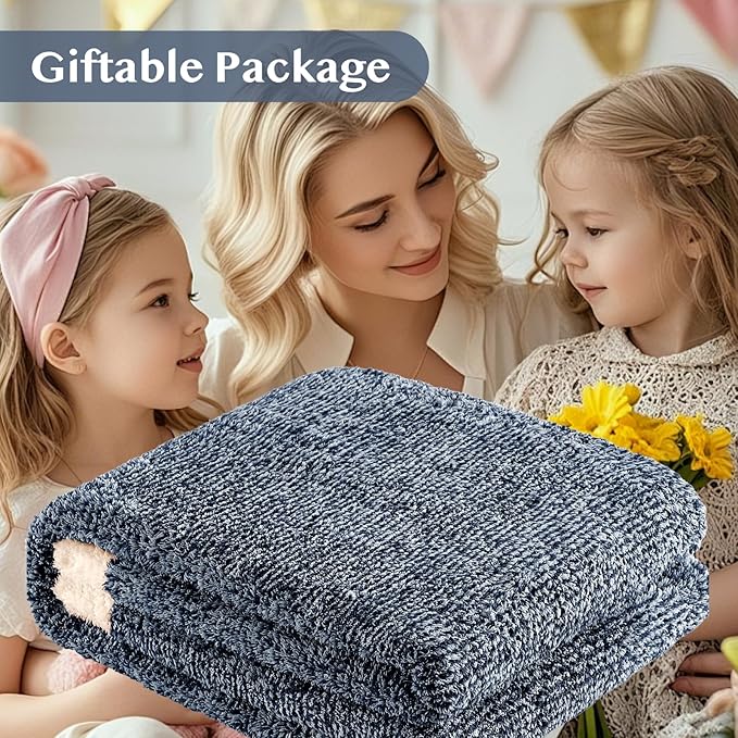 WRENSONGE Throw Blanket Cationic Dyeing Navy Blue Soft Cozy Fluffy Warm Hand Made Weave Throw Blankets for Couch, Sofa, Chair, Bed, Camping, Picnic, Travel Lightweight Bed Blanket - 60"x80"