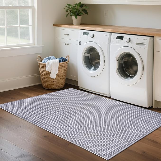 Boho 3x5 ft Washable Area Rug Entryway Runner for Kitchen, Non Slip Woven Hallway Rugs Kitchen Mats for Floor Hall Rug Indoor Door Mat Carpet for Backdoor Bedroom Living Room, Easy Clean, Gray