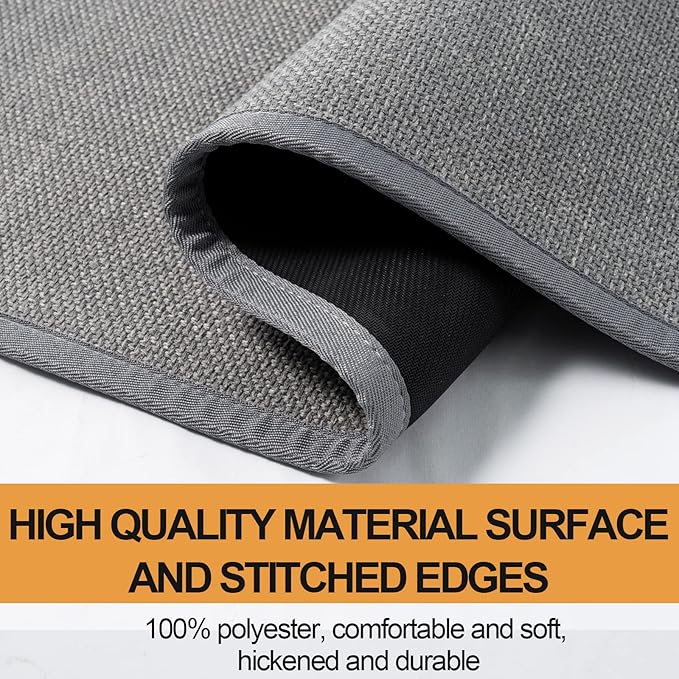 Kitchen Mat Set of 2 PCS, Cushioned Non Slip Rugs for Kitchen Floor, Absorbent Runner Comfort Standing Mats Washable for Kitchen, Office, Home (Grey, 17.3"x47"+17.3"x30")