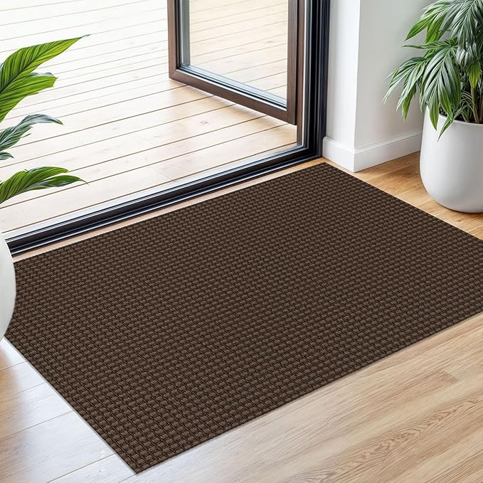 Small Braided Rugs 2x3 Ft Area Rugs for Entryway Boho Washable Rug Non Slip Rubber Backed Throw Rugs Cotton Woven Door Mat Indoor Entrance Front Door Rugs for Foyer Kitchen, Brown