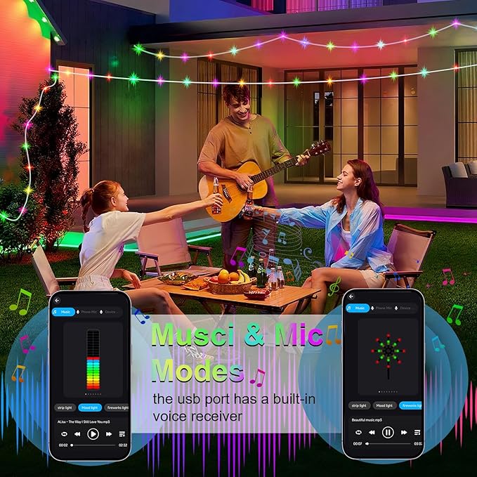 1Pack USB Plug in Christmas Fairy String Lights,16ft 50 LED Color Changing with APP Controlled & Remote Timer, Music Sync Waterproof RGB Twinkle Light Battery Powered for Bedroom Indoor Party Wedding