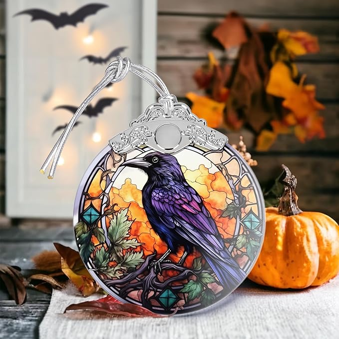 Christmas Ornament, Stained Glass Ornament, Christmas Decorations for Tree, Holiday Ornament, Unique Gift Idea - Wise Crow