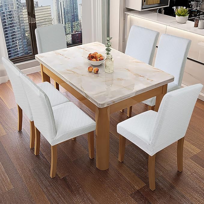 Genina Waterproof Chair Covers for Dining Room Dining Chair Covers Kitchen Parsons Chair Covers (White, 4 PCS)