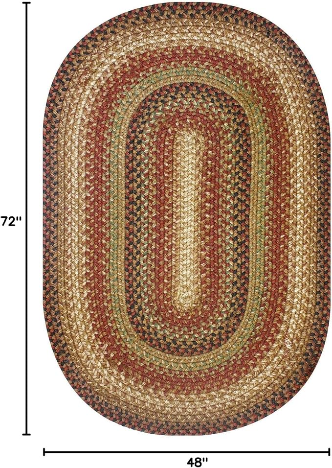Gingerbread Oval Braided Area Rug 4x6 - Brown Jute Braided Rugs Farmhouse Home Decor, Reversible, No Shed Jute for Easy Maintenance