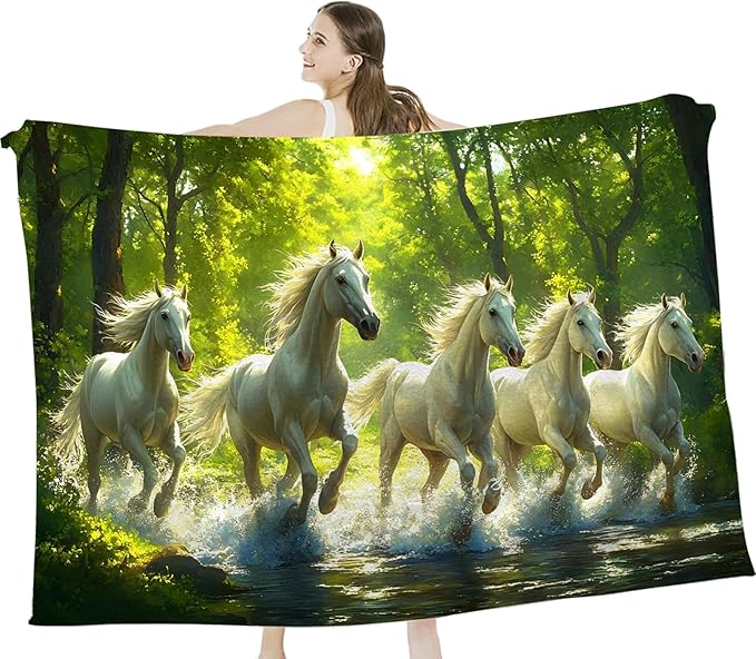 Tijuboni Horses Throw Blanket Horse Gifts for Girls Boys Women Men Kids Adults Soft Flannel Fleece Blanket for Couch Sofa Bed Home Decor 50"x60"