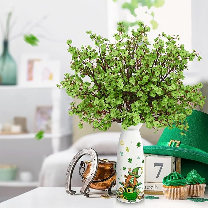 Yastouay 5 Pcs Silk Green Fake Flowers Babys Breath Flowers Artificial Bulk, Spring Fowers Artificial for Decoration for DIY Home Centerpiece Table Decor