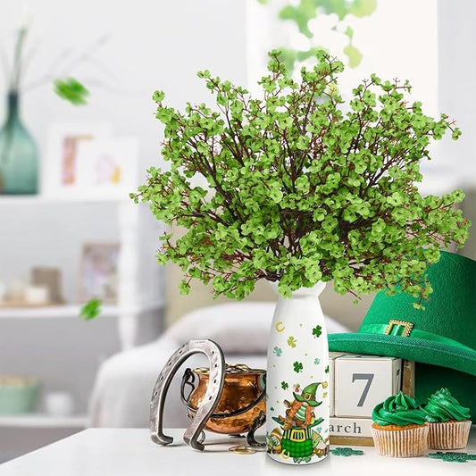 Yastouay 5 Pcs Silk Green Fake Flowers Babys Breath Flowers Artificial Bulk, Spring Fowers Artificial for Decoration for DIY Home Centerpiece Table Decor