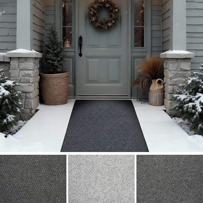 iCustomRug Hallway Runner Rug – 3x10ft Black, Indoor/Outdoor, Non-Slip Rubber Backing, Low-Profile All-Weather Carpet, Non-Shedding & Easy Care, Entryway Mat Ideal for High Traffic Areas