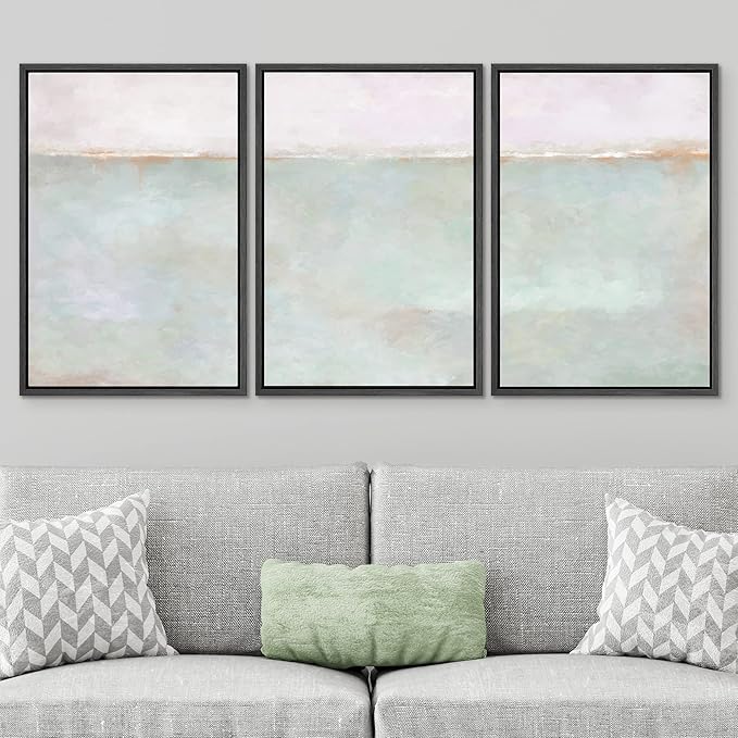 SIGNWIN Framed Canvas Print Wall Art Set Grunge Multicolor Pastel Landscape Shapes Abstract Illustrations Modern Art Decorative Nordic Chic Zen for Living Room, Bedroom, Office - 24"x36"x3 Black