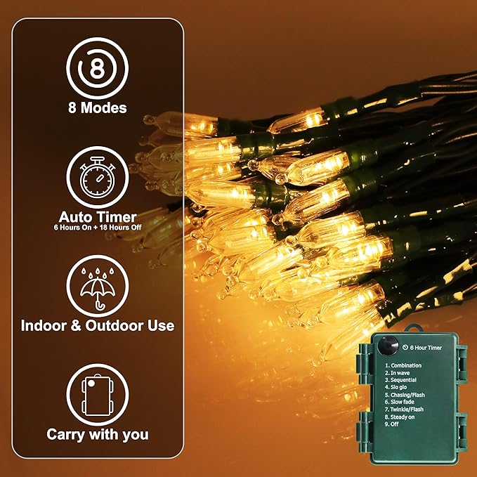 Battery Operated Christmas Lights, 28Ft 80 LED String Lights 8 Modes with Timer Mini Lights for Indoor Outdoor Wreath Wedding Party Garden Home Decor, Waterproof, Warm White