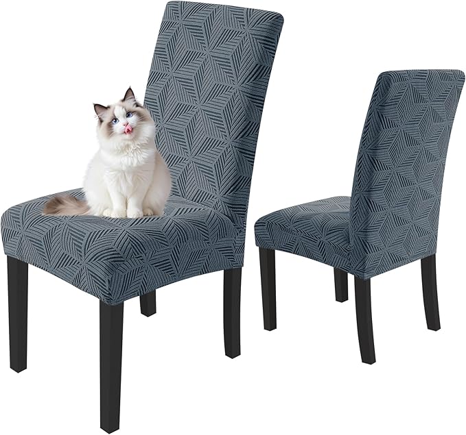 YEMYHOM Dining Chair Covers Set of 2, Stretch Dining Room Parsons Chair Slipcover, Removable Washable Furniture Protector for Home, Kitchen, Banquet (Dark Gray)