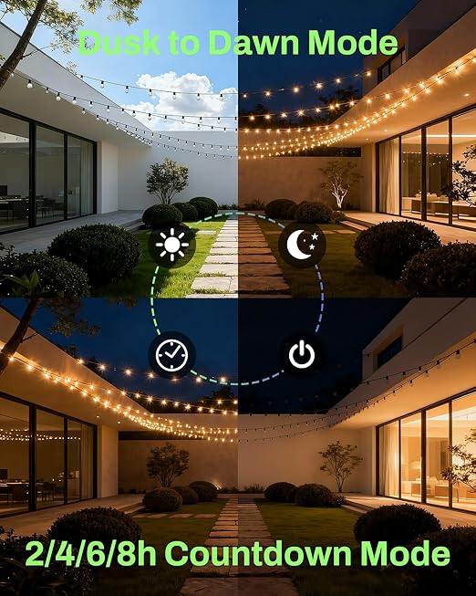 BN-LINK Outdoor Light Timer, Waterproof Plug-in Dusk-to-Dawn Controller with 2 Grounded Outlets for Christmas & Halloween String Lights, 15A 1/2HP, ETL Listed, 100 ft RF Range, Remote Included