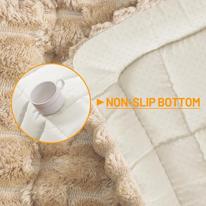 Smiry Pet Couch Cover for 3 Cushion Sofa, Non-Slip Fuzzy Couch Cover for Dogs Washable, Thick Soft Sofa Slipcovers Cushion Protector Pet Friendly (Camel, 27.6" x 70.9")