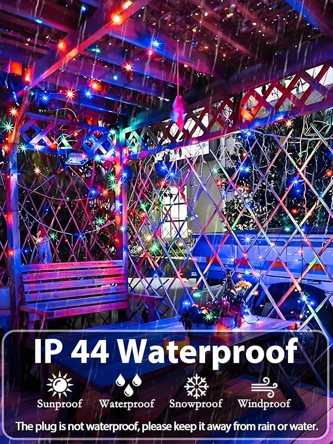 Upgraded 75.8 FT 200 LED Multicolored Christmas Lights Outdoor and Indoor, Extendable Green Wire, Memory Function & Timer & 8 Modes, Waterproof Super Bright Lights for Xmas Tree Holiday Party Garden