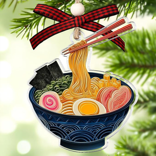 Ramen Ornament - Ramen Christmas Ornament - Ramen Noodles Bowl Christmas Ornaments - Ramen Gifts for Men, Women, Food Lover - Noodles Bowl Themed Gifts - Hanging Acrylic Food Ornament 2025