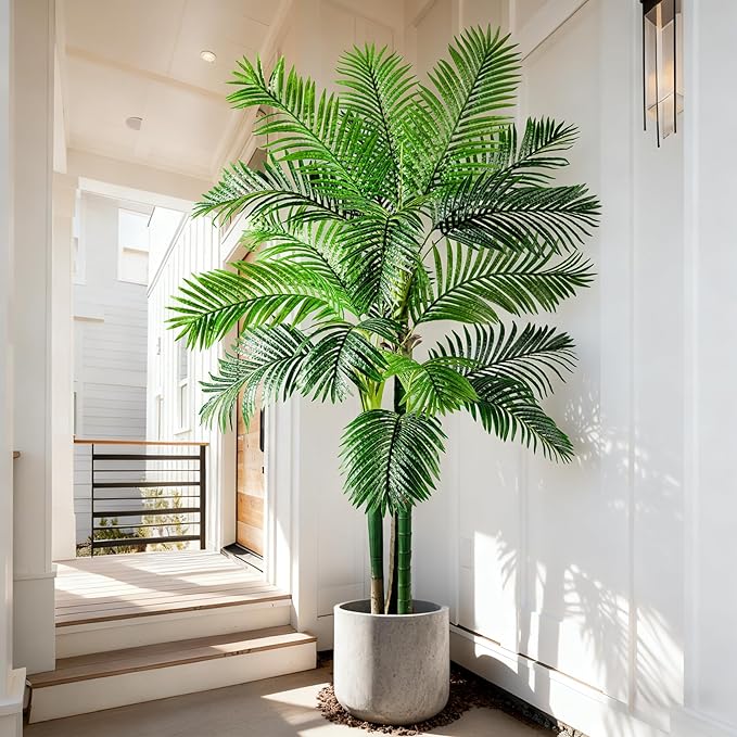 Big Faux Tropical Trees Tall Artificial Palm Tree Indoor Outdoor Realistic Floor Plants Large Fake Plant for Home Living Room Office Decor Porch Outside Patio arboles para Modern Farmhouse decoracion