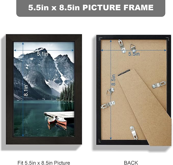 5.5x8.5 diploma Frame - Made of Real Glass and Black Wooden Frame, 5.5 by 8.5 Photo for Wall or Tabletop Display, 3 Pack