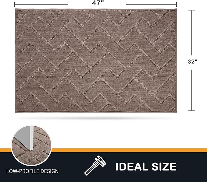 PURRUGS Dirt Trapping Door Mat 32" x 47", Non-Slip Machine Washable Entry Rug, Dog Doormat, Indoor Front Door Mat, Super Absorbent Entryway Rug for Muddy Shoes & Paws, Grayish Brown